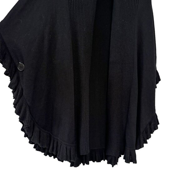Joseph A Black Open Cardigan Drapey Poncho‎ Ruffled Asymmetrical Kimono Boho - Picture 3 of 9